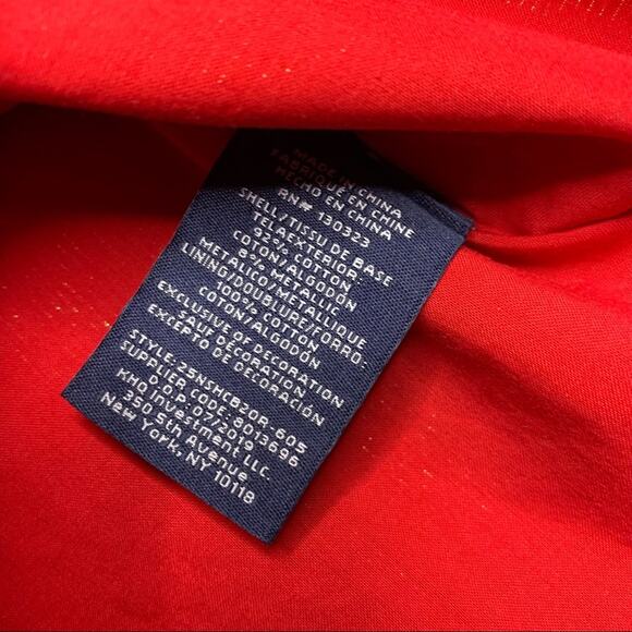 NEW Nautica Blouse, Flare Bell Sleeve, Red/Metallic Gold Stripes - Picture 6 of 10